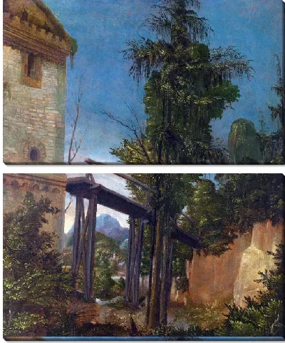 Пейзаж с пешеходным мостом