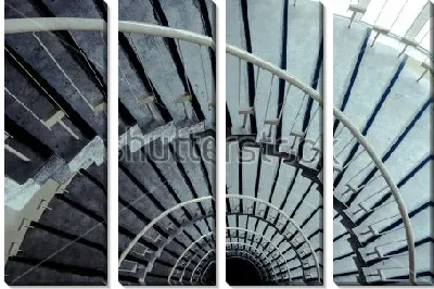 Модульная картина Убегающая вниз винтовая лестница