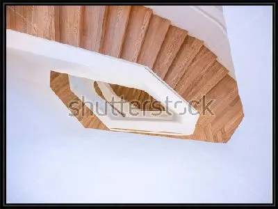 Картина Деревянная винтовая лестница с белыми перилами