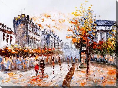 Прозрачная осень на улице Парижа - композиция в стиле современного импрессионизма