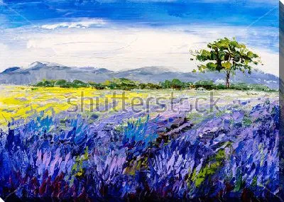 Картина маслом Прованский пейзаж с лавандовым полем