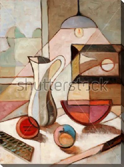 Картина маслом Натюрморт с кувшином и фруктами в кубистском стиле Пабло Пикассо