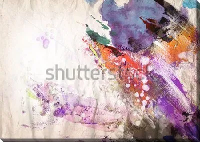 Картина маслом След пёстрого фазана - яркая композиция с пятнами и брызгами пурпурного, красного, оранжевого и чёрного цвета