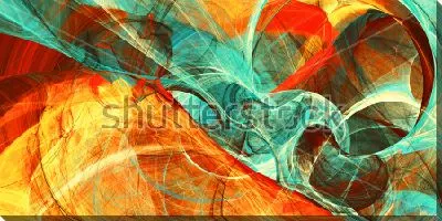 Картина маслом Яркая фрактальная композиция с иллюзией движения в оттенках тёплой и холодной палитры