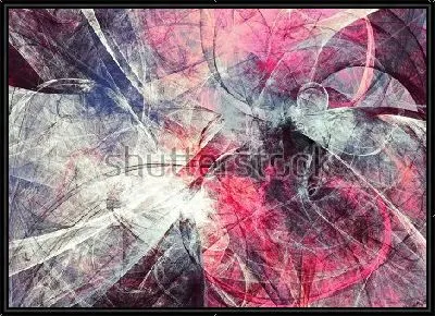 Динамичная композиция с иллюзией движения фракталов в оттенках розового, синего и серого цвета