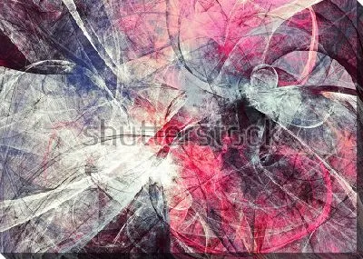 Динамичная композиция с иллюзией движения фракталов в оттенках розового, синего и серого цвета