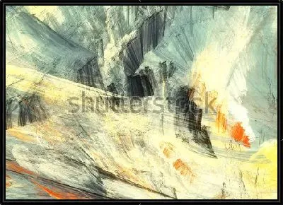 Картина Первые весенние лучи солнца на снегу - яркая абстрактная композиция в оттенках серого, голубого и лимонного цвета