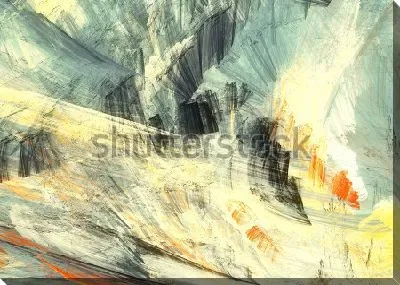 Картина маслом Первые весенние лучи солнца на снегу - яркая абстрактная композиция в оттенках серого, голубого и лимонного цвета