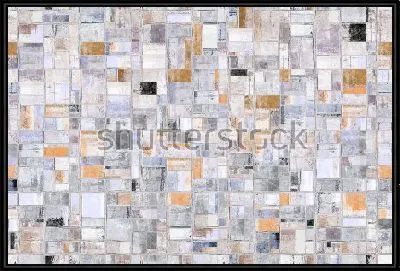 Картина Геометрическая композиция с прямоугольниками и квадратами серого, золотого, коричневого и чёрного цвета