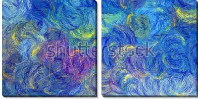 Модульная картина Синие облака в манере Винсента Ван Гога