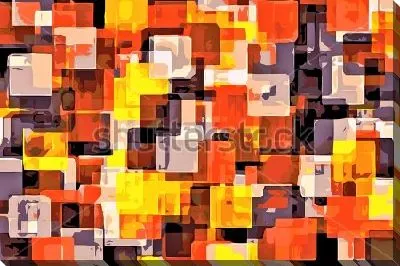 Картина маслом Яркая геометрическая композиция из разноцветных полупрозрачных квадратов 