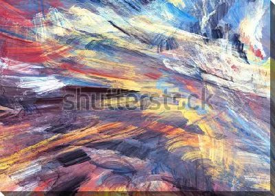 Картина маслом Динамичный зимний пейзаж с всполохами яркого света