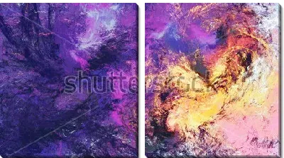 Сиреневые облака в лучах золотого солнца - яркая композиция в оттенках фиолетового и розового цвета с вкраплением жёлтого