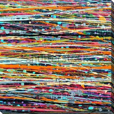 Картина маслом Яркая композиция из тонких разноцветных линий, нитей и пятен