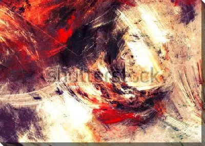 Картина маслом Заметался огонь - динамичная композиция в оттенках красного, фиолетового и золотого цвета
