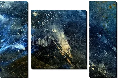 Космический пейзаж с туманностями и летящими звёздами - динамичная абстрактная композиция