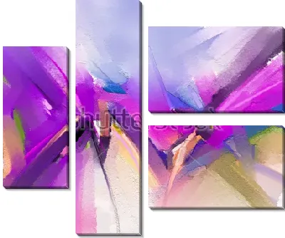 Модульная картина Динамичное сочетание оттенков пурпурных, розовых и синих тонов в размашистых мазках и линиях