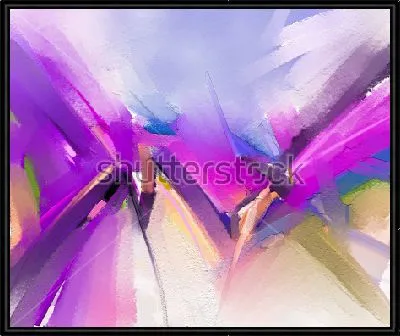 Картина Динамичное сочетание оттенков пурпурных, розовых и синих тонов в размашистых мазках и линиях