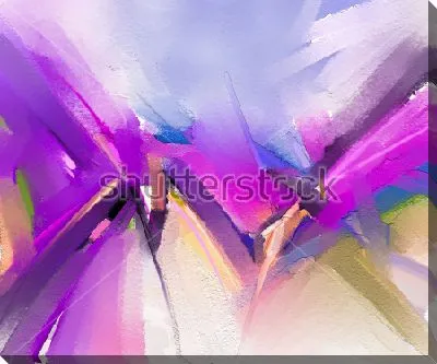 Картина маслом Динамичное сочетание оттенков пурпурных, розовых и синих тонов в размашистых мазках и линиях