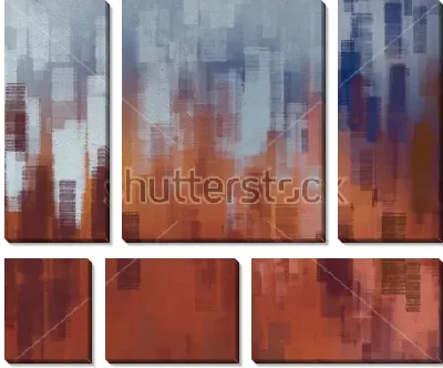 Модульная картина Отражения - композиция в оттенках коричневого и серо-голубого цвета