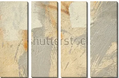 Размашистые мазки серого и бежевого цвета на желтоватой стене - текстурная композиция