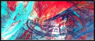 Картина Футуристическая феерия - динамичная композиция в оттенках синего, голубого и красного цвета с иллюзией движения фракталов