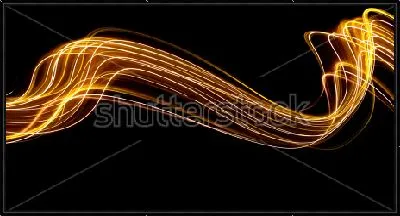 Картина Нити золотого света на чёрном фоне