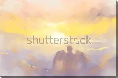 Картина маслом Ангел небесный в лучах золотого солнца