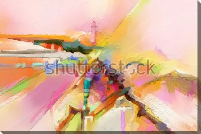 Картина маслом Яркая динамичная композиция в оттенках тёплой палитры