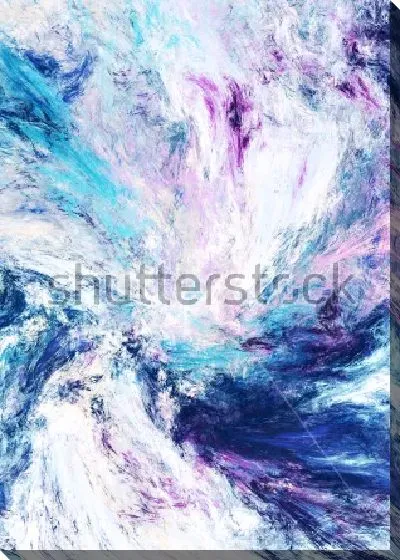 Картина маслом Ледяные брызги волны - динамичная композиция в оттенках синего, голубого и фиолетового цвета
