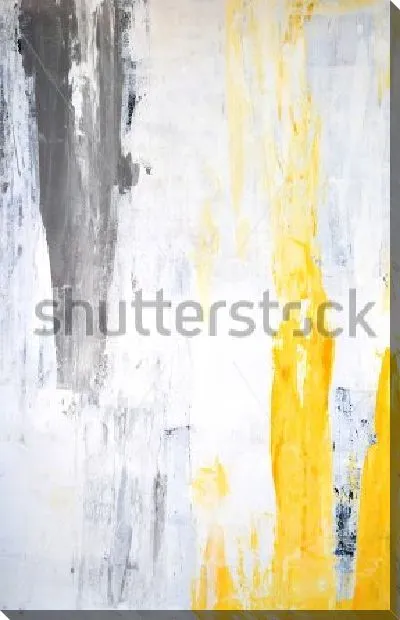 Картина маслом Абстрактная композиция с мазками яркого жёлтого и серого цвета на светлом фоне