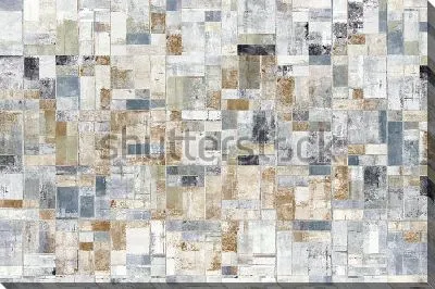 Картина маслом Геометрическая композиция из прямоугольников и квадратов в оттенках серого, голубого и коричневого цвета