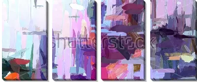 Модульная картина Яркая динамичная композиция с геометрическими элементами и разноцветными мазками