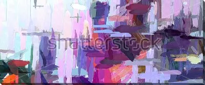 Картина маслом Яркая динамичная композиция с геометрическими элементами и разноцветными мазками