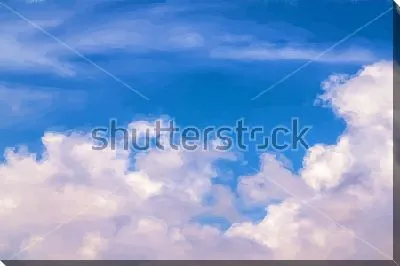 Картина маслом Голубое небо с пушистыми белыми облаками