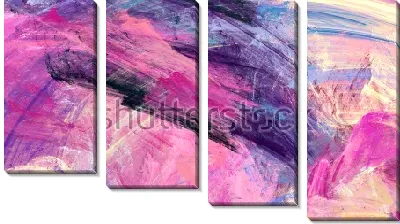 Модульная картина Сине-пурпурные облака - яркая композиция в оттенках синего, фиолетового и жёлтого цвета