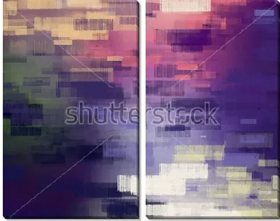 Модульная картина Отражение огней вечернего города в ряби пруда