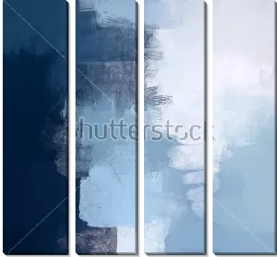 Модульная картина Зимняя вода - композиция в холодных оттенках синего и голубого цвета