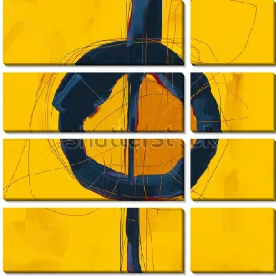 Модульная картина Контрастное сочетание тёмно-синего и жёлтого цвета в геометрической композиции 
