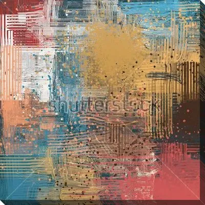 Картина маслом Яркая геометрическая сетка с разноцветными цветовыми акцентами