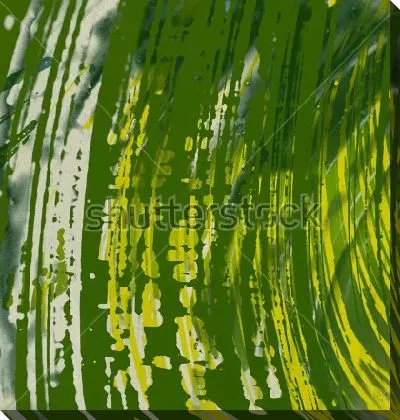 Постер Зелёная трава в утренних лучах - композиция в оттенках зелёного и жёлтого цвета