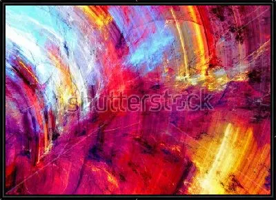 Картина Огненный фейерверк - динамичная композиция с иллюзией кругового движения в оттенках красного, пурпурного и жёлтого цвета