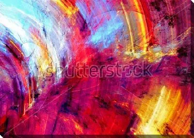 Постер Огненный фейерверк - динамичная композиция с иллюзией кругового движения в оттенках красного, пурпурного и жёлтого цвета