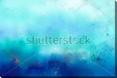 Картина маслом Дождливое ненастье за окном - композиция в оттенках синего и голубого цвета с желтыми пятнами и тонкими царапинами