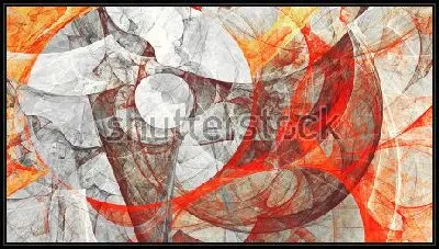 Картина Яркая динамичная композиция с иллюзией движения фракталов в оттенках красного, оранжевого и серого цвета