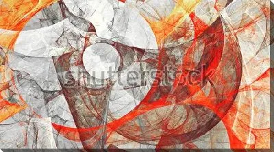 Постер Яркая динамичная композиция с иллюзией движения фракталов в оттенках красного, оранжевого и серого цвета