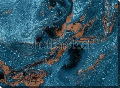 Картина маслом Красивое сочетание тёмных оттенков синего и коричневого цвета со светлыми брызгами и пятнами в динамичном движении