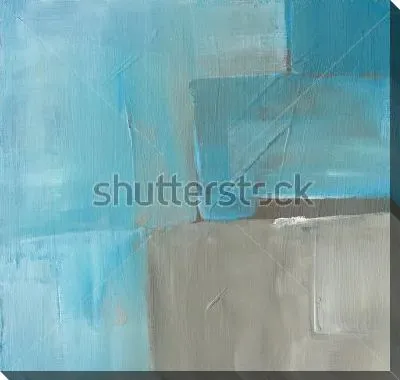 Картина маслом Геометрическая композиция в оттенках голубого и серого цвета