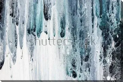 Картина маслом Водопад - композиция в оттенках серого, голубого и молочного цвета