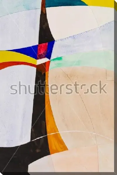 Картина маслом Яркая абстрактная композиция с разноцветными криволинейными формами